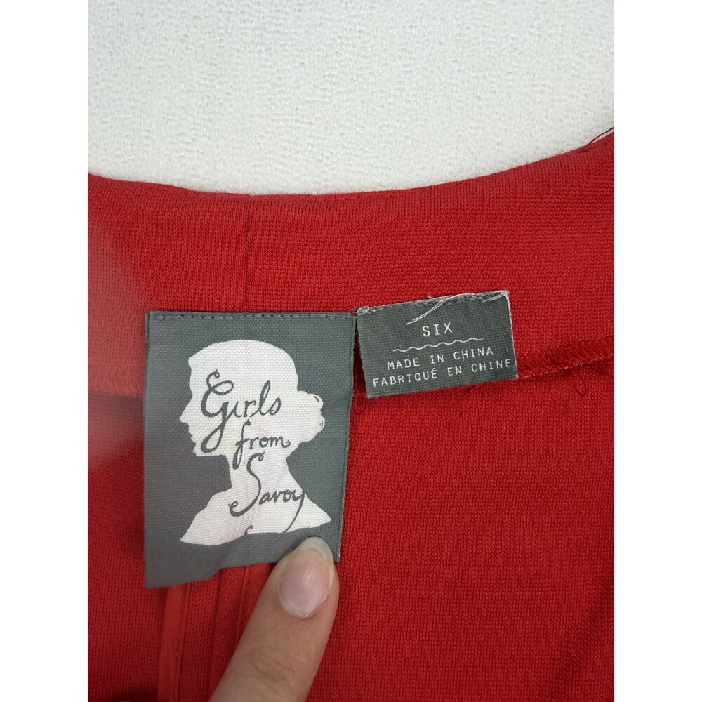 Girls From Savoy Red & Navy Colorblock Sheath Dress Size 6 - Picture 4 of 9